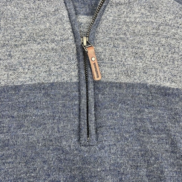 Smartwool Men's 1/4 Zip Blue Stripe Wool Blend Pullover Sweater - Picture 7 of 11